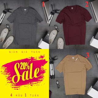 Xả hàng áo phông nam cổ tim trơn màu hàng đẹp form slimfit