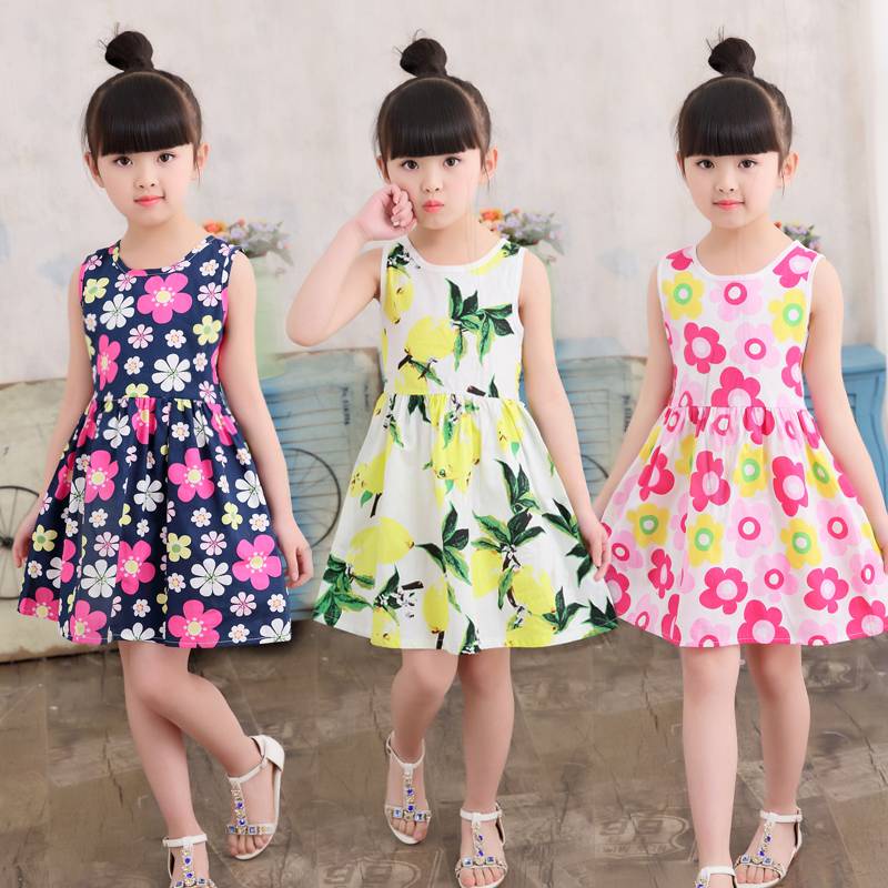 Đầm Công Chúa Không Tay Chất Liệu Cotton Thời Trang Mùa Hè Hàn Quốc Dành Cho Bé Gái 2-13 - 10-12 Tuổi