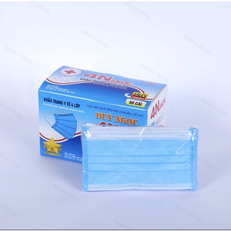 Hộp 50 cái khẩu trang y tế 4 lớp kháng khuẩn