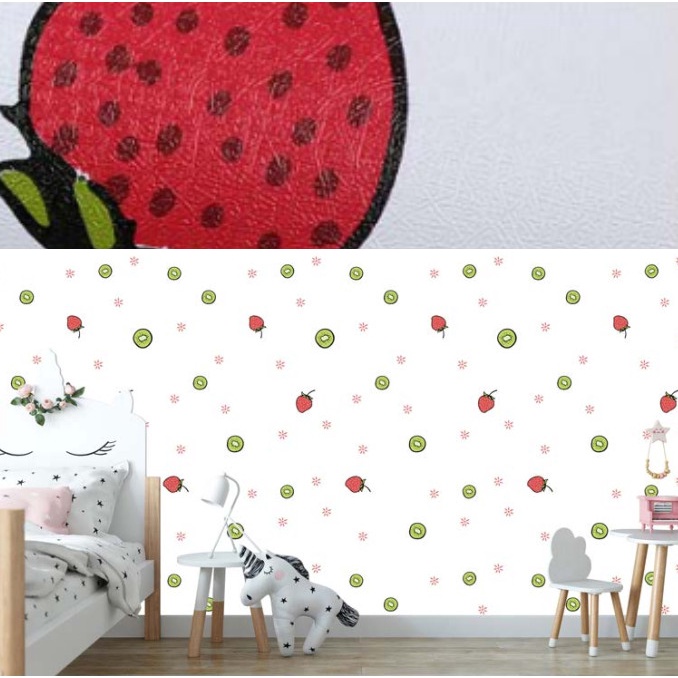 Decal giấy dán tường KIWI TRẮNG khổ 45cm keo sẵn
