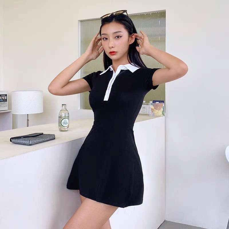 VÁY BODY POLO CỔ TRẮNG / VÁY BODY DÁNG XOÈ | BigBuy360 - bigbuy360.vn