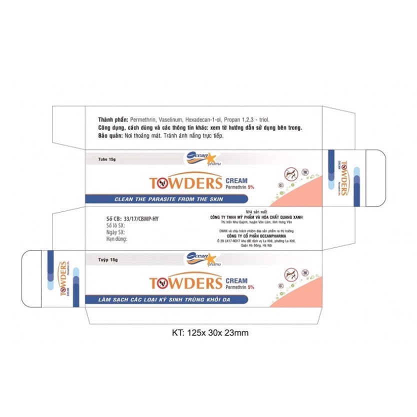 Kem làm sạch các loại ký sinh trùng khỏi da TOWDERS CREAM 15g