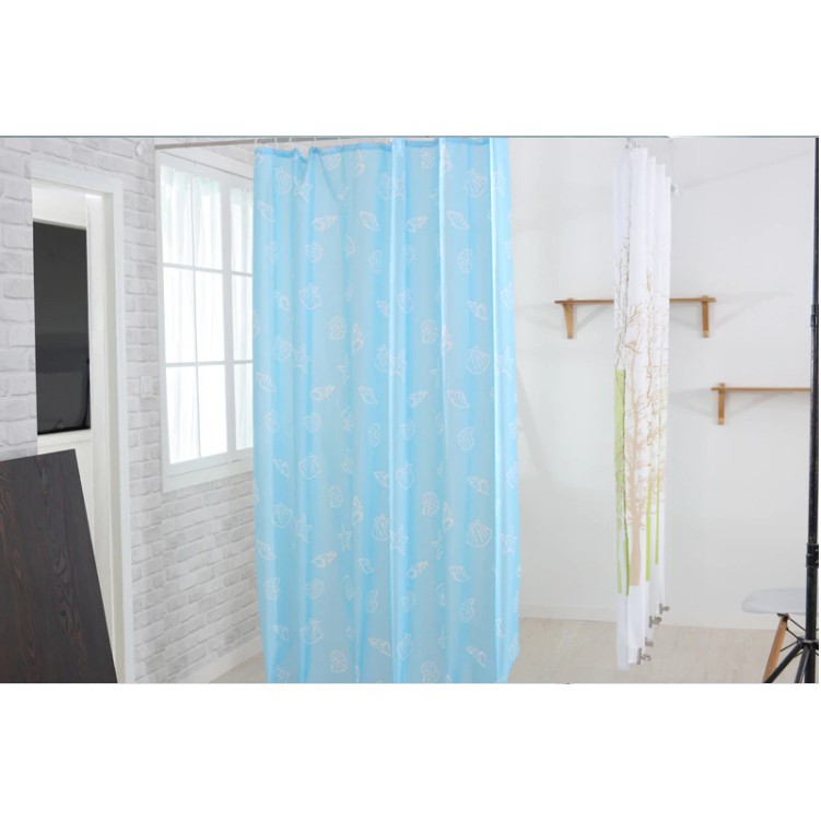 Rèm Phòng Tắm / Rèm Cửa Sổ Xanh họa tiết Vỏ Sò dày 180cm X 180cm Loại 1( Cao Cấp )