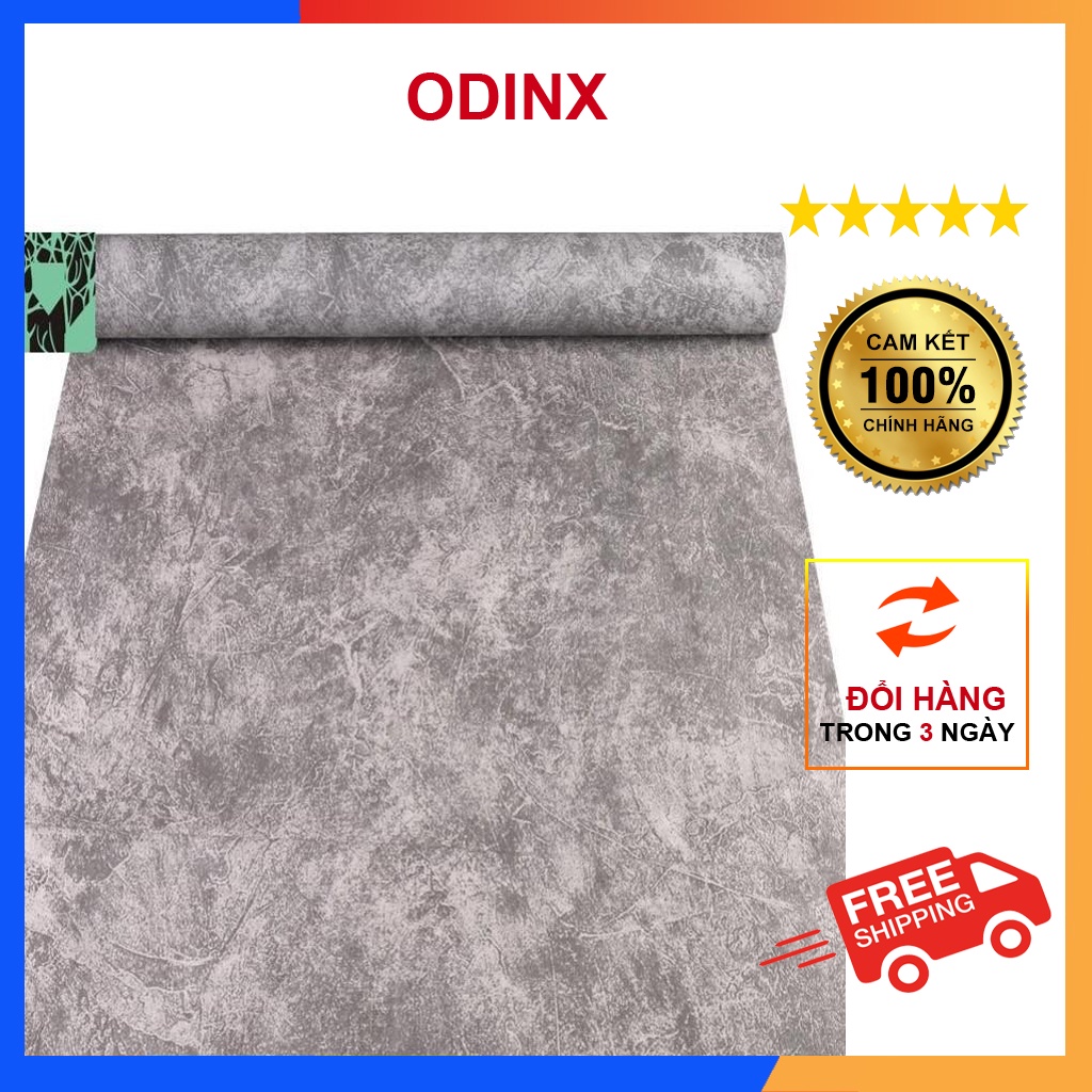 Giấy Dán Tường Giả Xi Măng Có Keo Sẵn Khổ 45cm Cuộn 10m ODINX