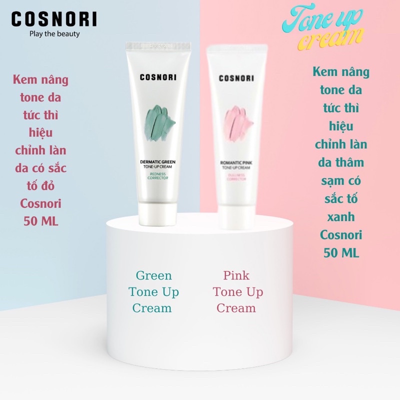 Kem dưỡng trắng nâng tone da Tone-up Cosnori Dermatic Green Cream 50ml