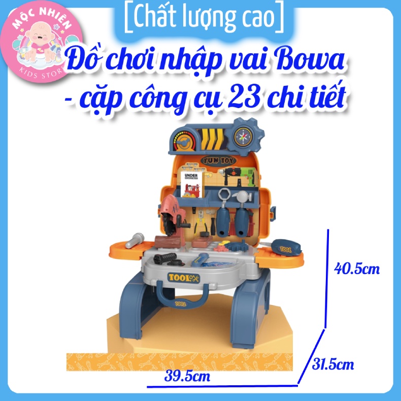 Đồ chơi nhập vai kỹ sư Bowa 8112P - Cặp công cụ 23 chi tiết (3 trong 1) dành cho bé trai trên 3 tuổi