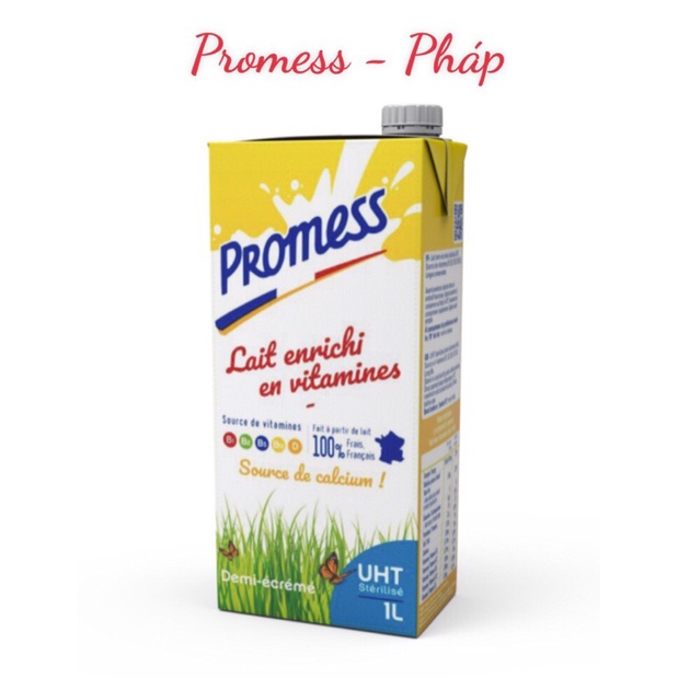 Thùng 6 hộp Sữa ít béo Vitamin Promess - Pháp ( 1 hộp/1L )