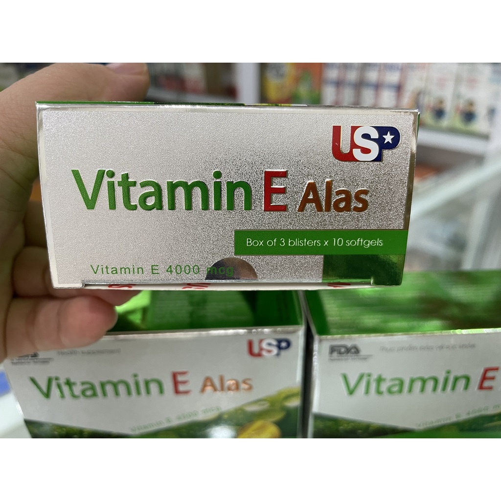 Viên uống Vitamin E Alas giúp làm đẹp da hộp 3 vỉ x 10 viên