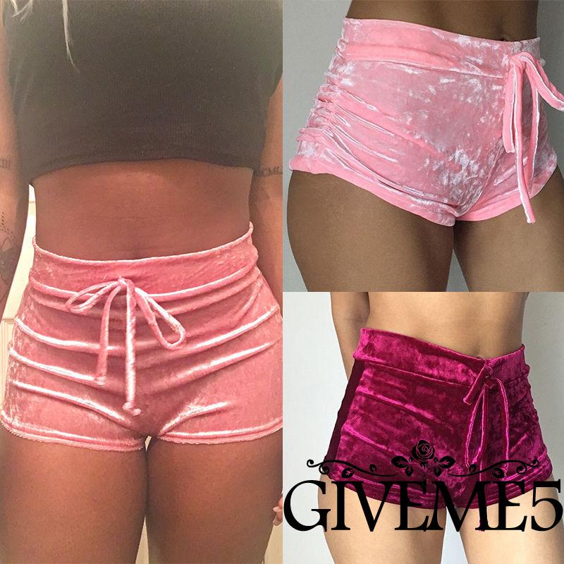 Quần short vải nỉ màu trơn thiết kế dây rút phong cách mùa hè gợi cảm cho nữ