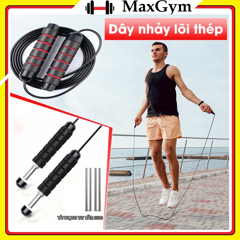 Dây Nhảy Lõi Thép 2m7 Tập Thể Dục Thể Thao Giảm Cân Đốt Mỡ Có Tạ Sắt Hỗ Trợ Tập Luyện HIệu Quả