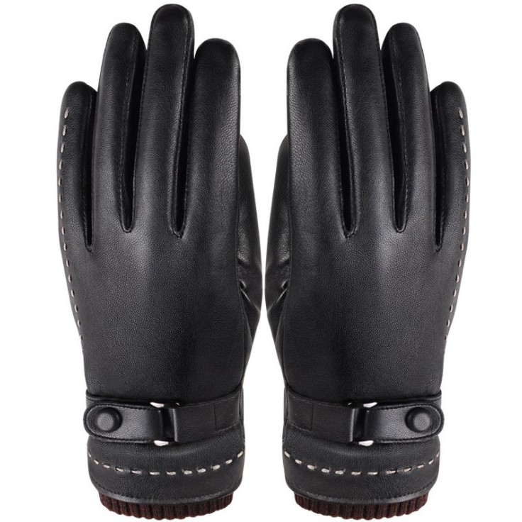 Găng tay da nam nữ mùa đông giữ ấm lót nỉ bên trong chống lạnh thiết kế cao cấp chống nước #5