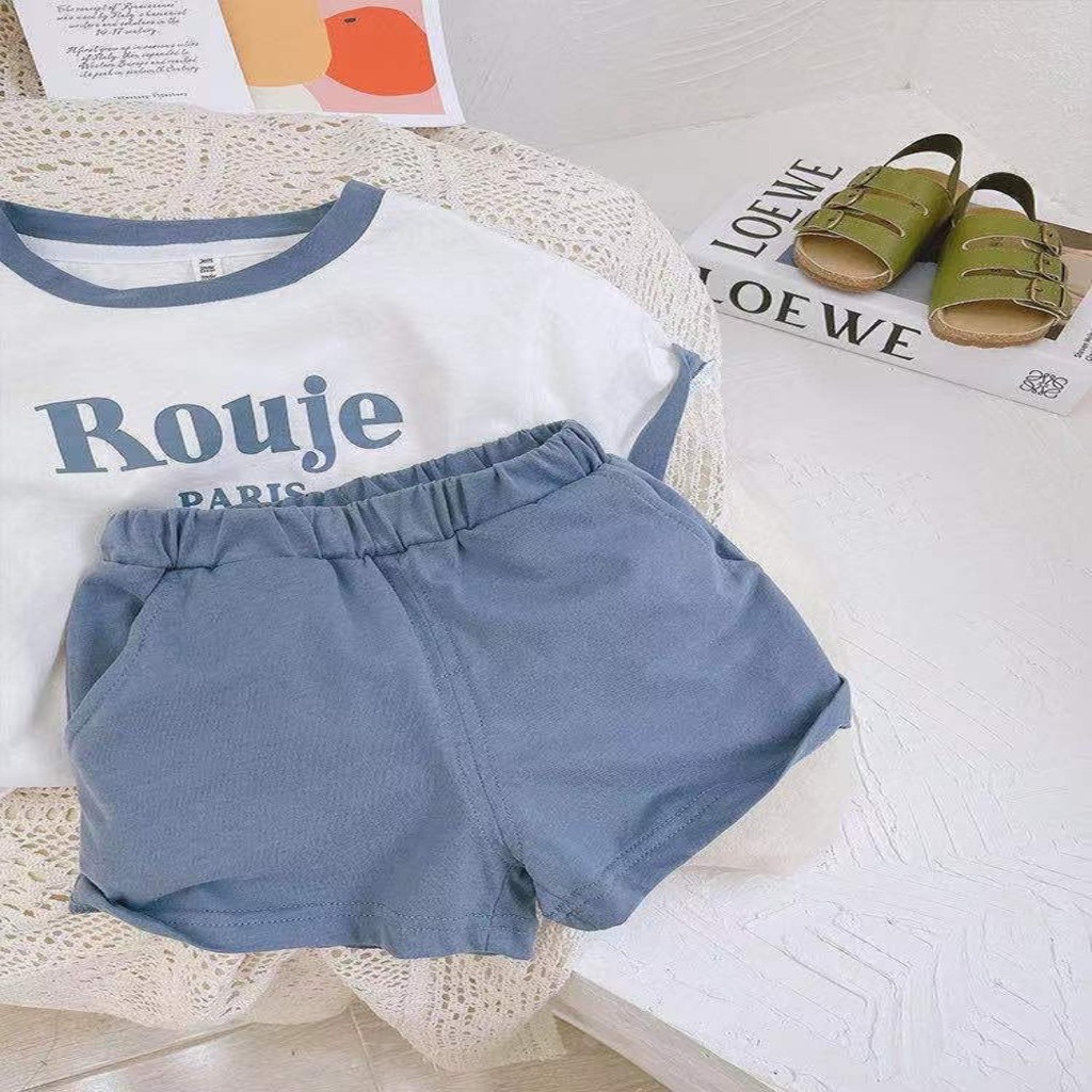 Quần áo cộc tay bé trai BINBON KIDS, Bộ quần áo cho bé In Chữ Rouje Paris siêu hot cho bé Từ 7-28kg
