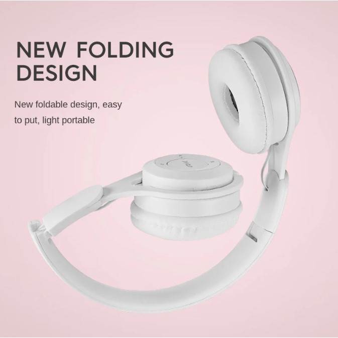 Wireless Bluetooth Headset Over Ear Folding Soft Earmuffs for PC Phone Black