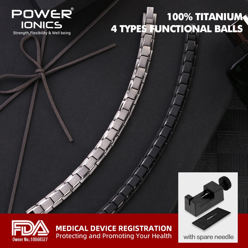 Điện IONICS 4in1 100% Titan Nam Nữ Anion FIR Từ Germanium Khỏe Mạnh Vòng Tay Trang Sức