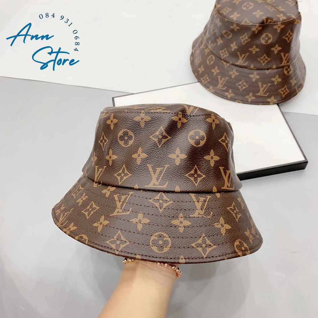 Mũ Bucket LV - Lưỡi trai Da LV Thời Trang, Chất Liệu Da PU Cao Cấp, Màu Nâu, Họa Tiết Logo Hãng Đặc Trưng, Full Tag
