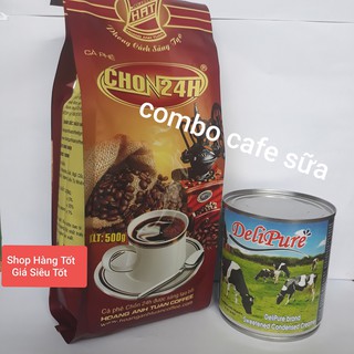 BỘ ĐÔI CAFE SỮA( Cafe chồn 24H 500g và sữa đặc có đường Delipure 380g)