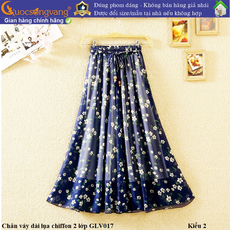 Chân váy dài maxi hai lớp chân váy chiffon lưng thun GLV017 Cuocsongvang