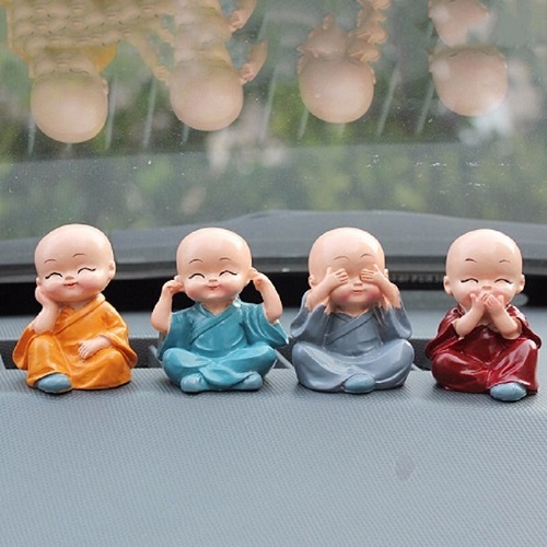 Bộ Tượng 4 Chú Tiểu Hòa Thượng Tứ Không Mini Phong Thủy Trang Trí Bàn Làm Việc