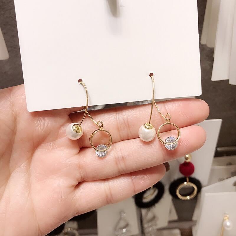 Bông Tai Nữ Hợp Kim ERASHOP 074219 - Ngoặc Châu Đá Tiểu Thư, Sang Trọng, Phù Hợp Đi Tiệc, Đi Chơi, Rẻ Đẹp
