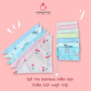 Khăn sữa cho bé sơ sinh cao cấp Vuông Tròn xô sợi tre mềm mại an toàn cho bé