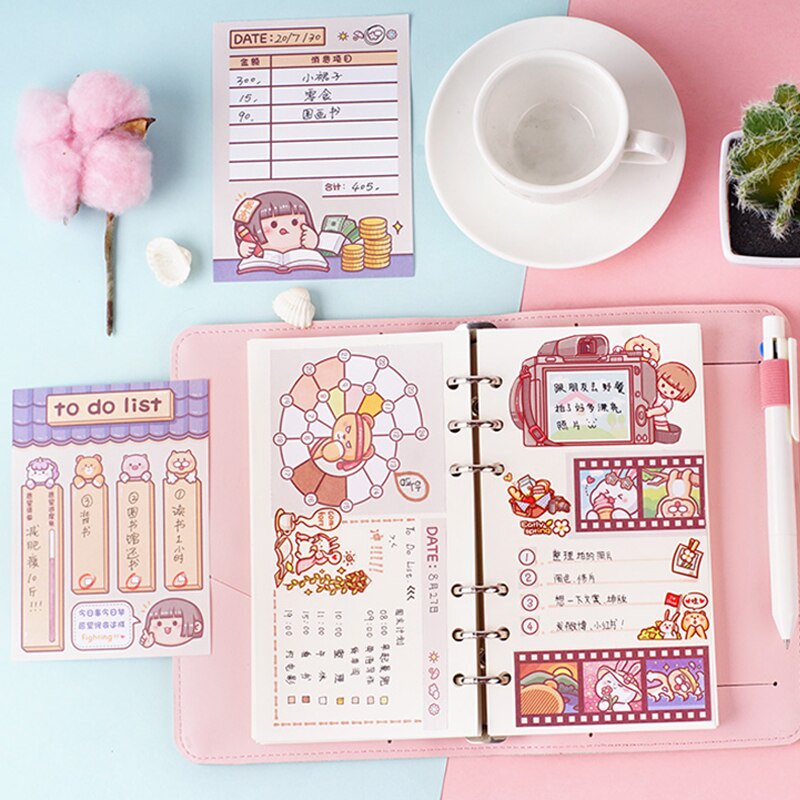 Set 105 tờ giấy ghi chú họa tiết hoạt hình xinh xắn