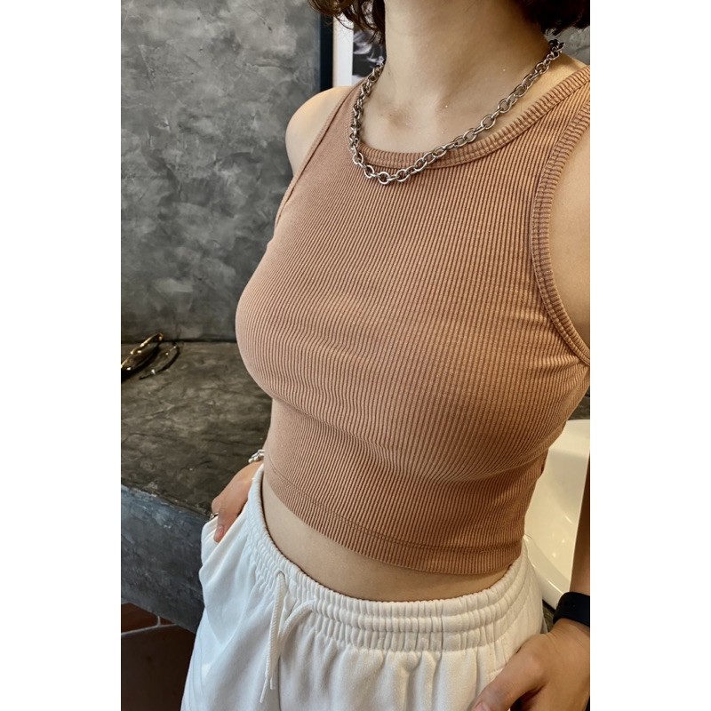 Áo ba lỗ nữ trơn dáng croptop chất thun gân Mỹ ( Basic TankTop) | BigBuy360 - bigbuy360.vn