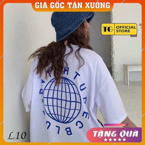 Áo thun 💕𝑭𝒓𝒆𝒆𝒔𝒉𝒊𝒑💕 Áo phông form rộng dáng Unisex L10, mặc lớp, nhóm, cặp in hình ĐỊA CẦU chữ H TUDEC BLUE màu