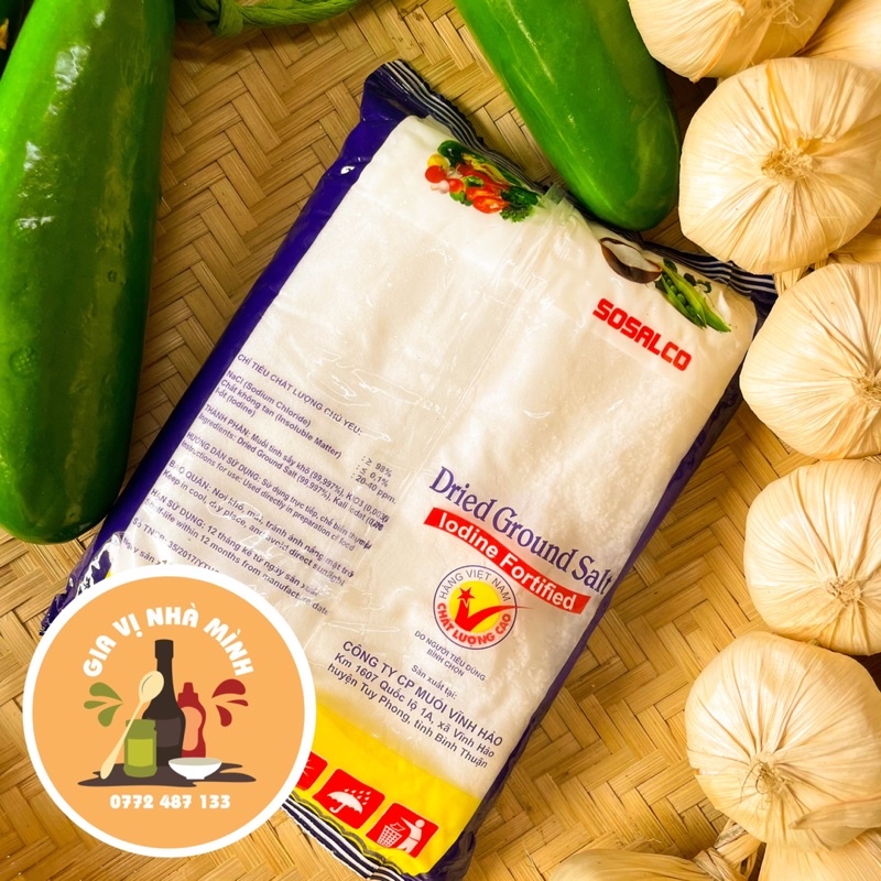 MUỐI TINH SẤY -MUỐI I-ỐT ĐÓNG GÓI 500GR-1KG