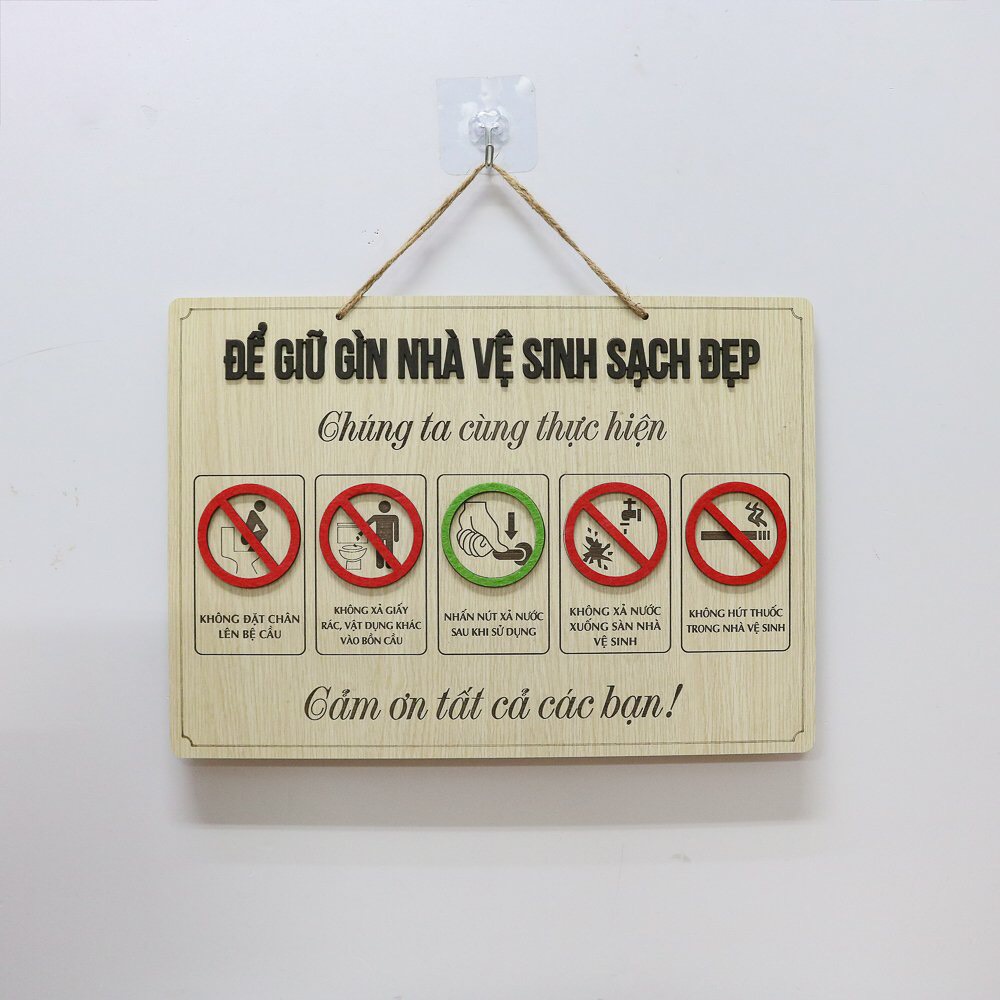 Bảng Gỗ Trang Trí Giữ Gìn Nhà Vệ Sinh Sạch Đẹp