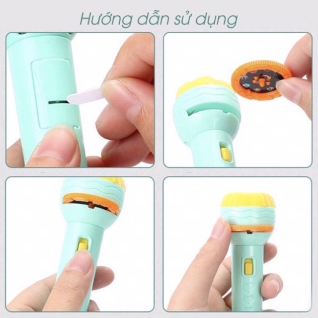 Đèn pin chiếu 80 hình cho bé thoả thích khám phá hoa quả, động vật, côn trùng, phương tiện - TiNa’s House