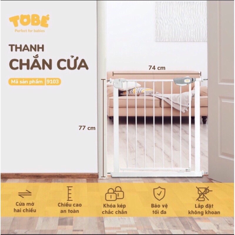 Thanh Chắn Cửa, Cầu Thang An Toàn Cho Bé Tobé Không Cần Khoan