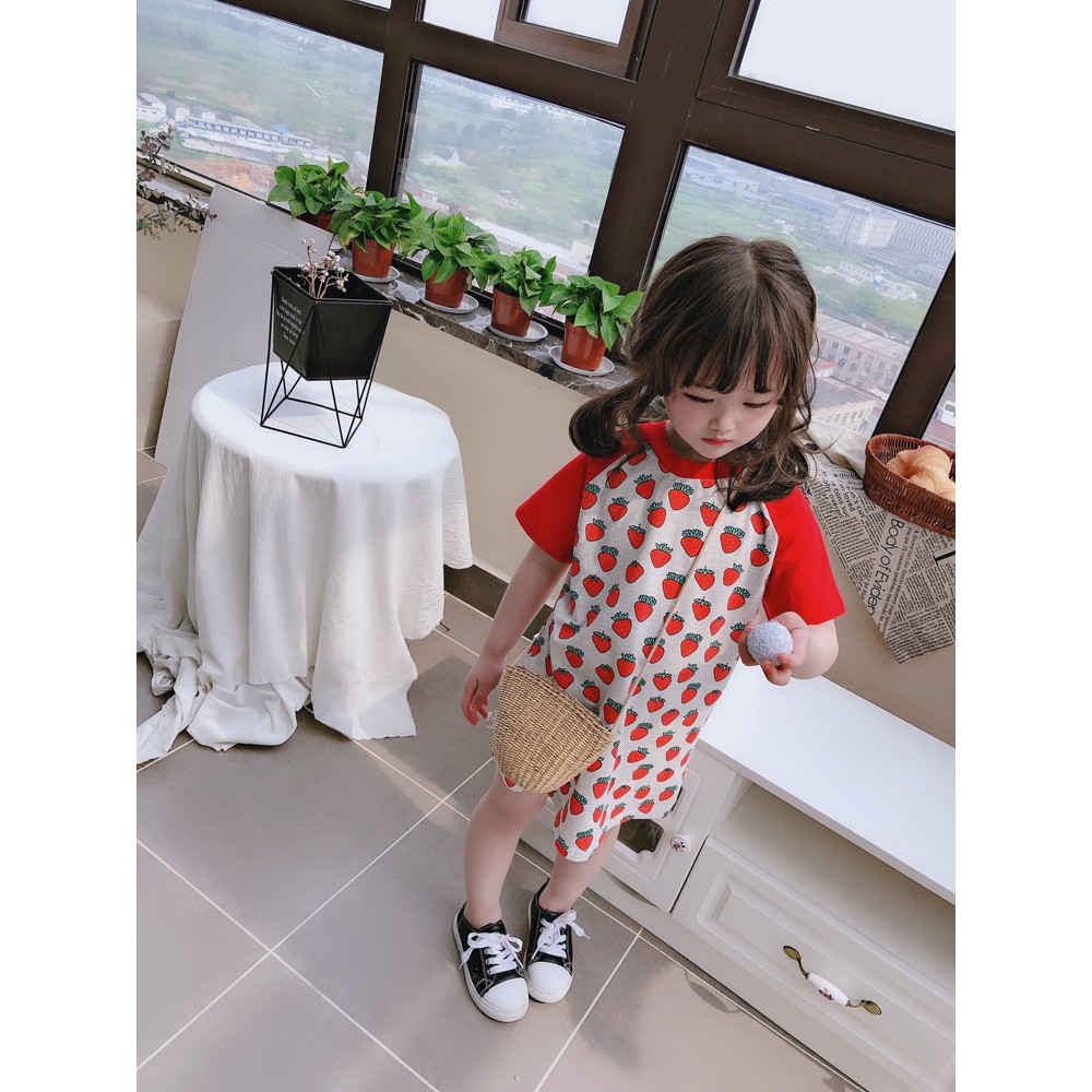 váy phông dâu tây bé gái siêu xinh