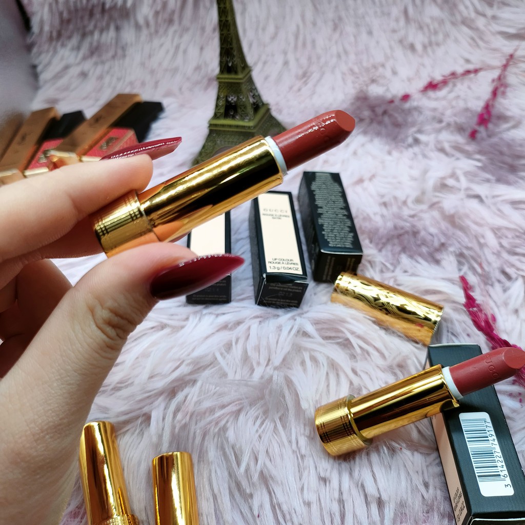 Son Gucci Rouge À Lèvres Satin Lipstick minisize 1.3g Cao Cấp son Lì Pha Dưỡng Siêu Mịn Mượt