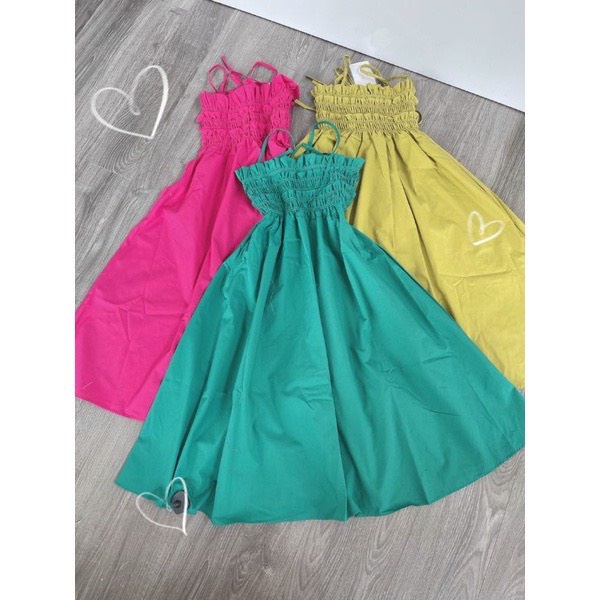 Đầm maxi 2 dây nhún ngực cột dây nơ lưng đi chơi đi hẹn hò đi biển Ulzzang hình thật và video | BigBuy360 - bigbuy360.vn