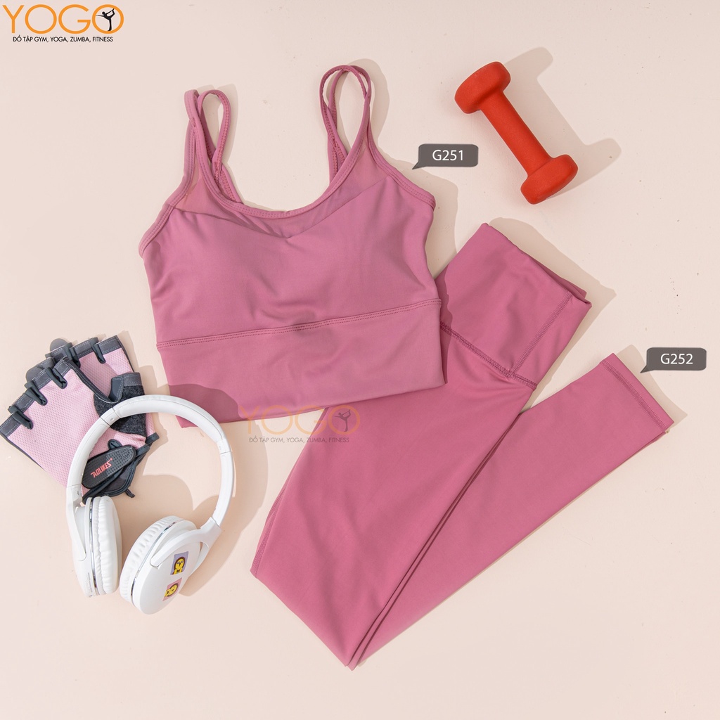 Set áo bra tập + quần tập dài legging ôm sát nâng cơ nhiều màu cao cấp YOGO G251 + G252