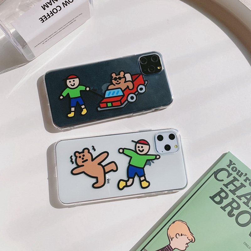 Ốp điện thoại in hình chàng trai và gấu hoạt hình cho Iphone 5/5S/6/6plus/6S/6S plus/6/7/7plus/8/8plus/X/XS/XS Max 276 | BigBuy360 - bigbuy360.vn
