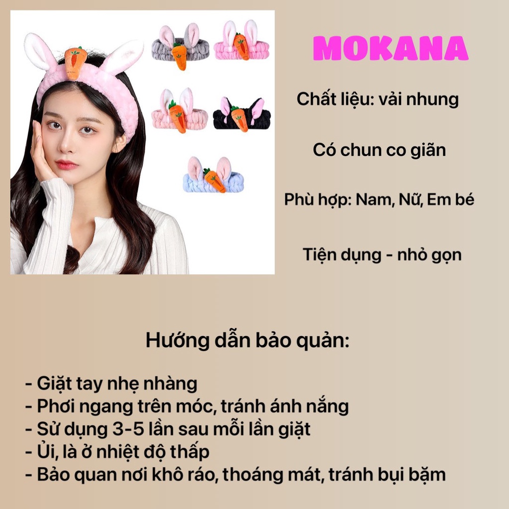 Băng đô trang điểm Skincare cà rốt bờm tóc rửa mặt cute MOKANA BD04