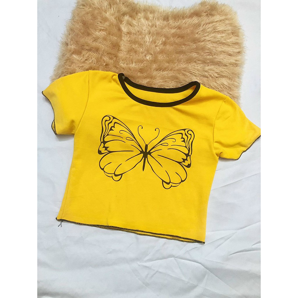 áo kiểu viền cổ in bươm bướm xinh xắn nét mãnh dễ thương hình thật xinh