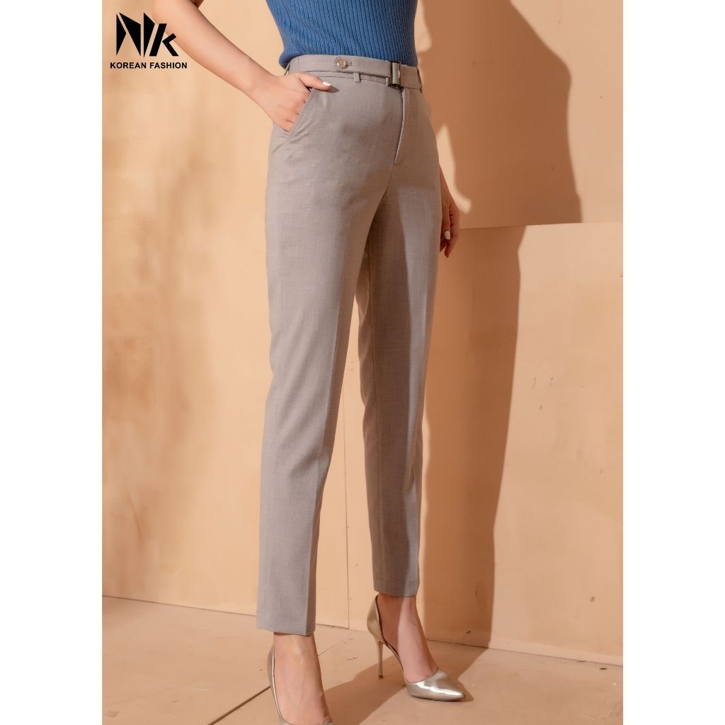 Quần Tây Nữ Công Sở NK Fashion Dáng Baggy Kèm Đai Cạp Hiện Đại, Chất Liệu Nhập Hàn Mềm Mịn, Chống Nhăn Xù NKQU2106009
