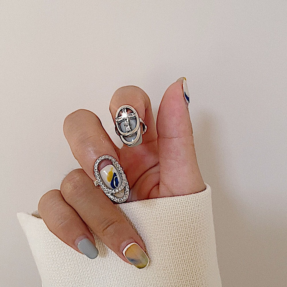 Nhẫn Đeo Tay Kim Loại Đính Đá Thời Trang Cho Nữ