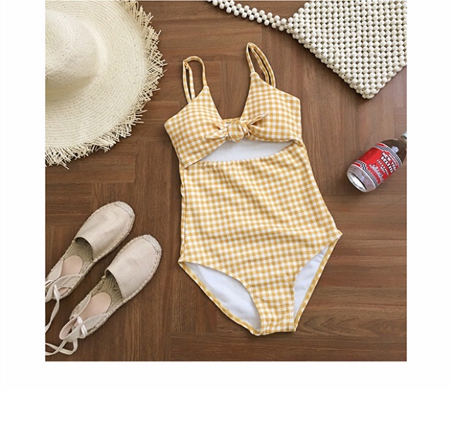Bikini 1 mảnh caro buộc nơ xinh xắn (có mút ngực) | BigBuy360 - bigbuy360.vn
