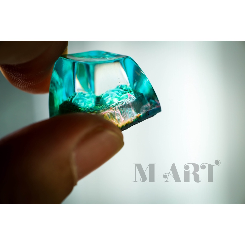 "Nút Bàn Phím Cơ" chủ đề Green Texture Xuyên Led - Green Texture resin keycap