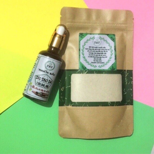 Combo serum giúp tái tạo da (nhỏ) và bột rửa mặt 100g giúp hết mụn, thâm hiệu quả handmade