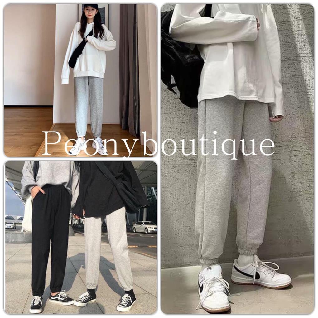 [FREESHIP]  Quần Thun Nỉ GOURD Unisex  Jogger dáng thụng ống rộng bo gấu màu ĐEN | XÁM Ulzzang nam nữ SIÊU HOT