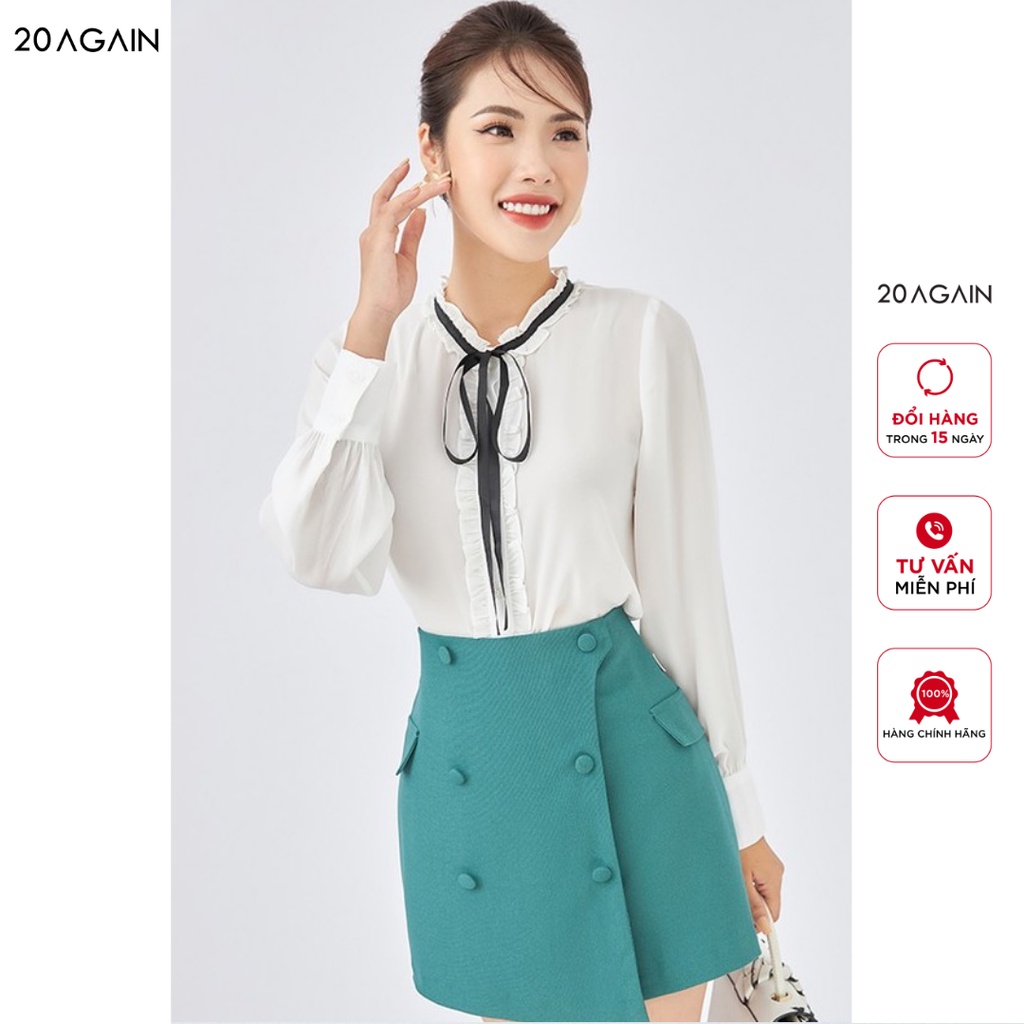 Áo sơ mi nữ dài tay 20AGAIN, hàng thiết kế vải voan cao cấp ASA1624
