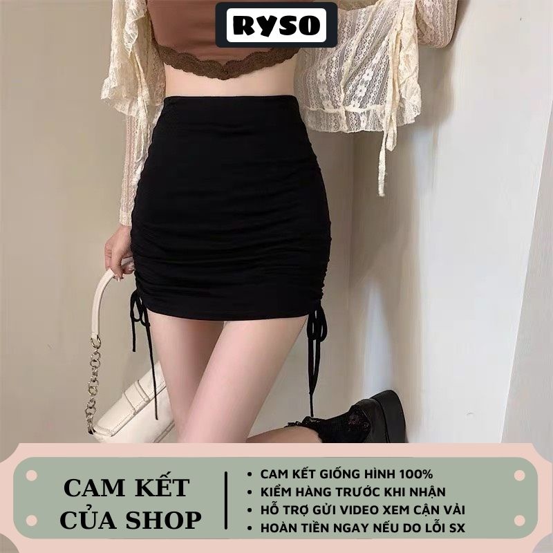 Chân váy nhún rút dây 2 bên vải thun borip có giản ôm body có quần lót trong | BigBuy360 - bigbuy360.vn