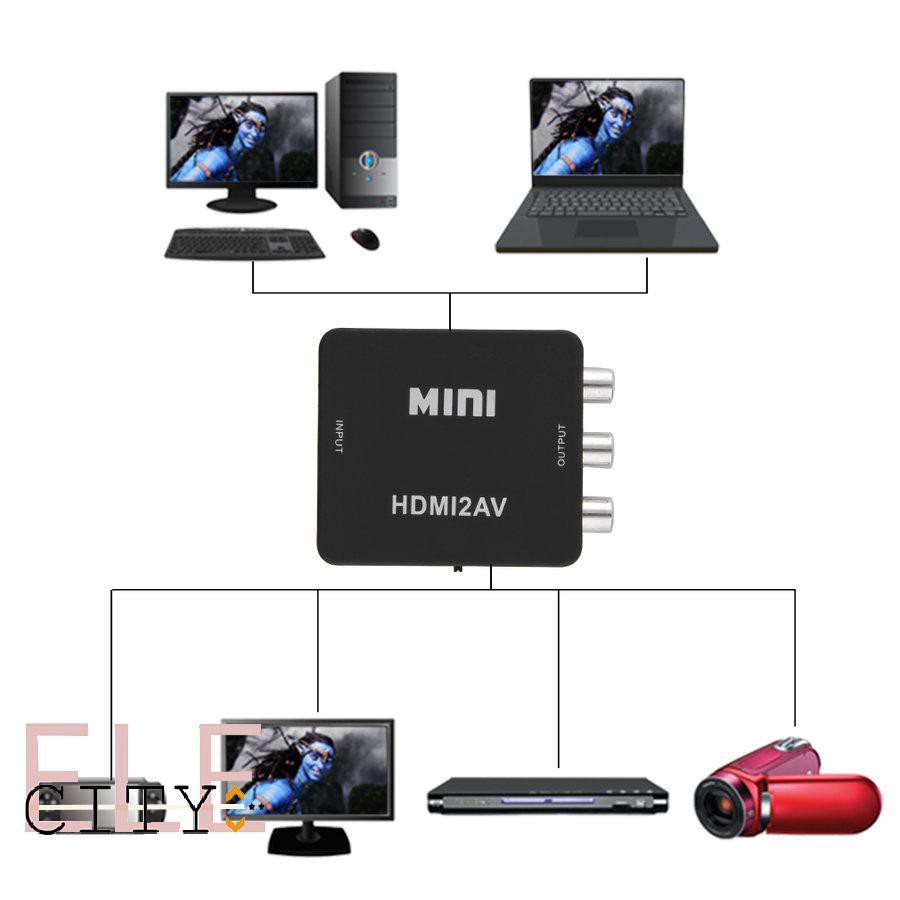 Bộ Chuyển Đổi Âm Thanh / Video 107ele Mini 1080p Hdmi Sang Rca Av Cvbs Cho Hdtv