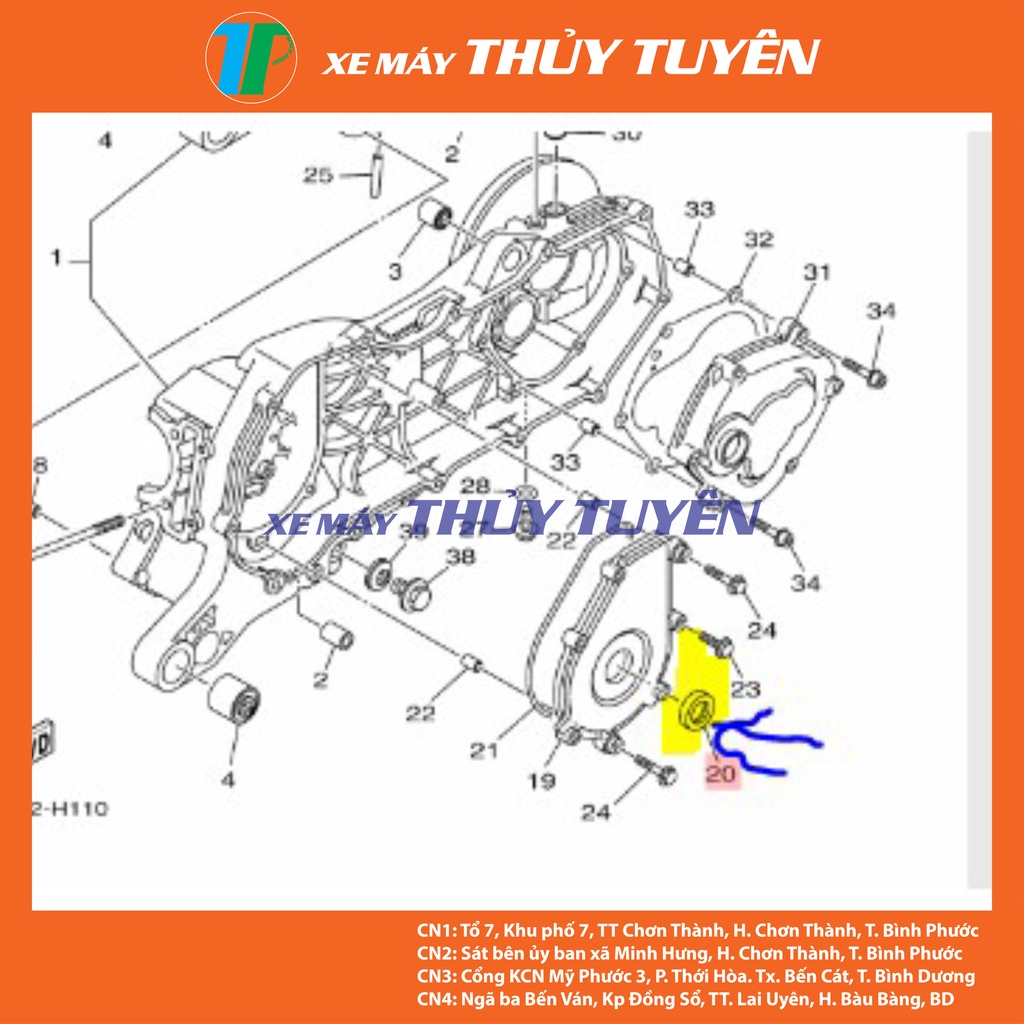 Phớt dên nồi xe Nouvo 4 chính hãng Yamaha 93102-22819