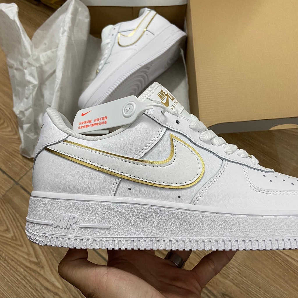 Giày_nike trắng full viền vàng, giày af1 trắng viền vàng hàng cao cấp full size, full bill box