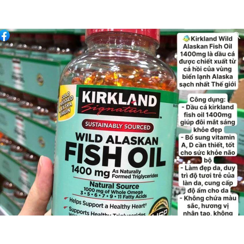Viên uống Dầu Cá Alaska Kirkland Signature Wild Alaskan Fish Oil 1400 mg 230 viên của Mỹ